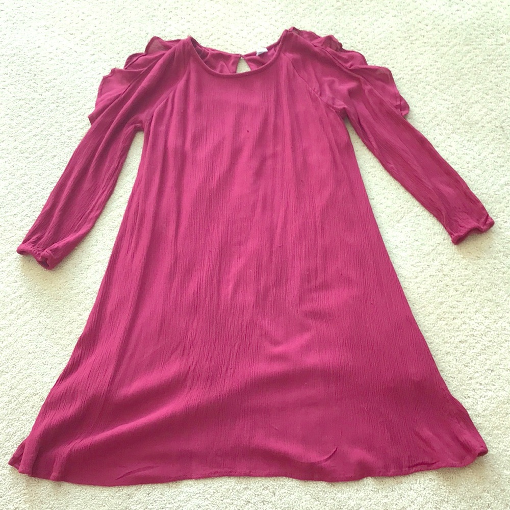 Red open shoulder dress